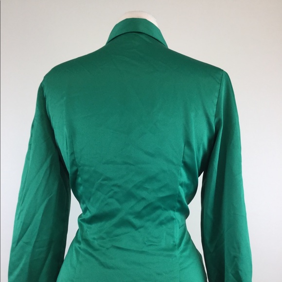East 5th Green Button Down Silky Shirt Size M - Picture 4 of 5